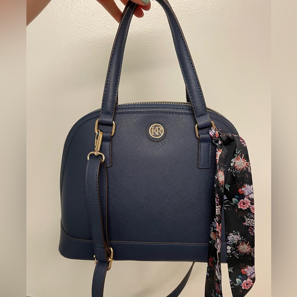 Like New Kim Rogers Dome Satchel Women’s Purse Dark Navy Professional Bag